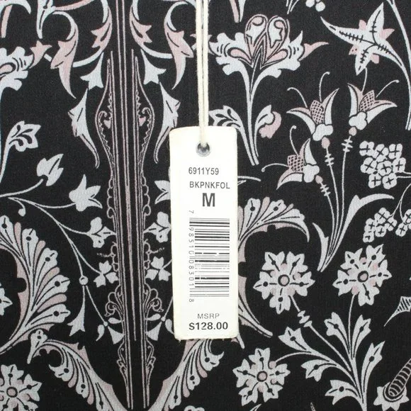 NEW Max Studio Black 100% Polyester Floral Cold Shoulder Sleeves Dress Size M - Picture 5 of 11